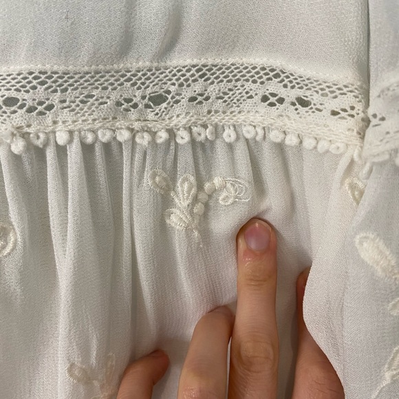 Zara White Peasant Blouse with Embroidery, S - Picture 4 of 10